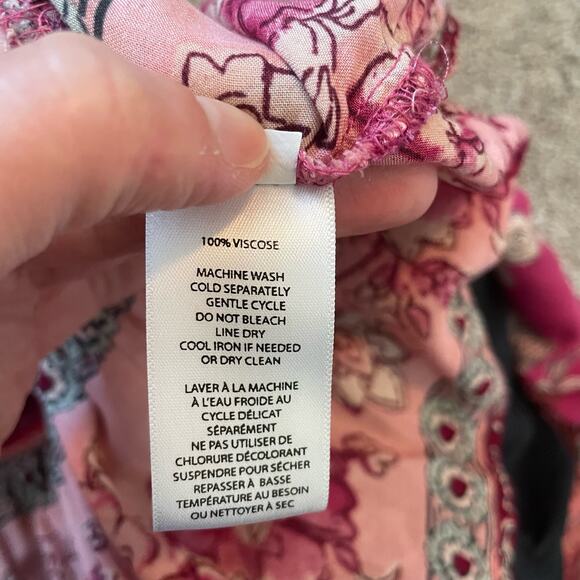 BeachLunchLounge Floral Boho Pink Flowy Long Sleeve Top Size S - Picture 7 of 9